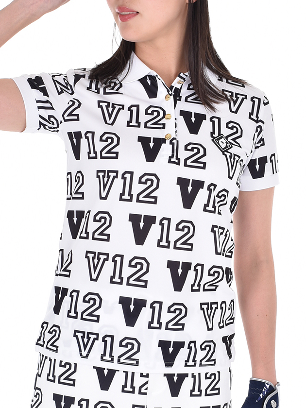 ヴィ・トゥエルヴ　ロゴグラフィック半袖ポロシャツ　V122110-CT01