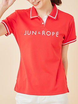 ジュン&ロペ　配色RIB使いフロントロゴ半袖ポロシャツ　ERM22100