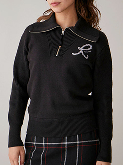 ジュン&ロペ　24年秋冬新作　ハーフジップ長袖ニットプルオーバー　ERM64250