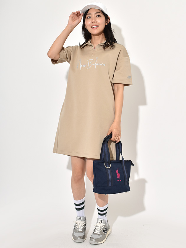大きめサイズ　ニューバランス　ゴルフ　ウェア　ワンピース　ハーフジップ ストレッチ スウェット ハーフジップ ワンピース (WOMENS) | new