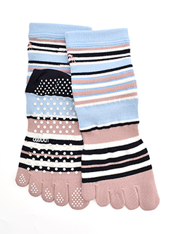 アダバット　25年秋冬新作　5本指ボーダーソックス　C86-04170