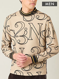 ニッサゴルフ　25年秋冬新作　フロッキープリント長袖モックネック(メンズ)　23125503