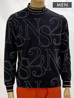 ニッサゴルフ　25年秋冬新作　フロッキープリント長袖モックネック(メンズ)　23125503