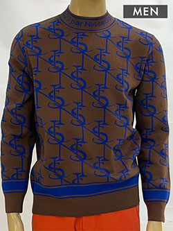 ニッサゴルフ　25年秋冬新作　モノグラム柄ニットトップス(メンズ)　23135502