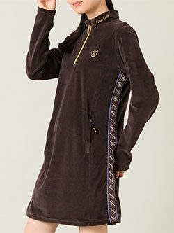 ニッサゴルフ　25年秋冬新作　ヘビーベロアハーフジップワンピース【レディース】　23015551