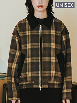 エンティ　25年秋冬新作　チェックウールジャケット(ユニセックス)　24A0103