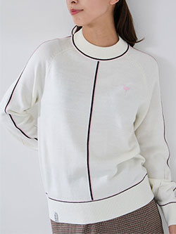 ジュン&ロペ　25年秋冬新作　配色ライン使いモックニット　ERM75450