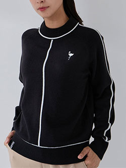 ジュン&ロペ　25年秋冬新作　配色ライン使いモックニット　ERM75450