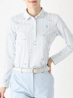 アダバット　26年春夏新作　ストライプフラワー長袖ポロ　119-15213