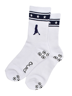 ピン　26年春夏新作　Mr.PINGラインミドルソックス　6226186110