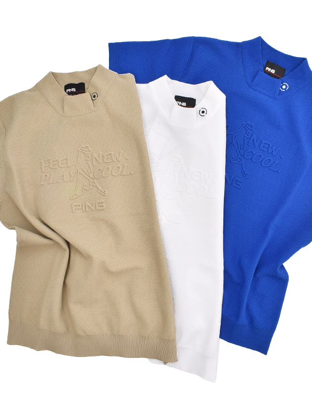 ピン 26年春夏新作 Mr.PINGエンボスハイネック半袖ニット 6226175202