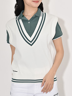 テーラーメイドゴルフ　26年春夏新作　Vネックラインドセーターベスト　TL793