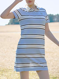 アダバット　26年春夏新作　【ADABAT NAVY】ボーダーポロえりワンピース　119-55240
