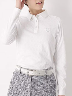 アダバット　26年春夏新作　3Dジャカード長袖ポロシャツ　119-15310