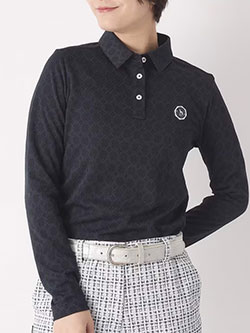 アダバット　26年春夏新作　3Dジャカード長袖ポロシャツ　119-15310