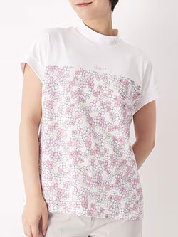 アダバット　26年春夏新作　クローバープリント切替モックシャツ　119-15321