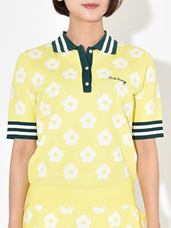 ジャックバニー　26年春夏新作　フラワージャガードニットポロシャツ　263-6175364