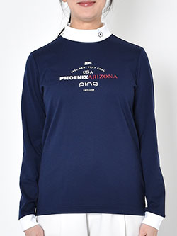 ピン　26年春夏新作　冷感ポンチバイカラー長袖ハイネックシャツ　622-6166200