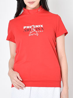 ピン　26年春夏新作　Mr.PINGプリント半袖ハイネックシャツ　622-6167400