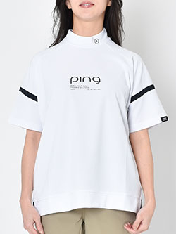 ピン　26年春夏新作　レイブロックエコ配色切替半袖ハイネックシャツ　622-6167404