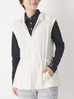 アダバット　26年春夏新作　撥水ジップフーディーロングベスト　119-25301