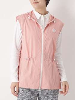 アダバット　26年春夏新作　撥水ジップフーディーロングベスト　119-25301