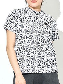 サンディ　26年春夏新作　モノグラムプリント半袖モックネック　261-111-05