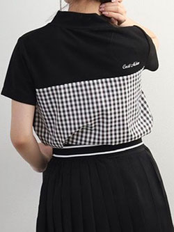 セシルマクビーグリーン　26年春夏新作　チェック柄モックネック　CGS26023TS