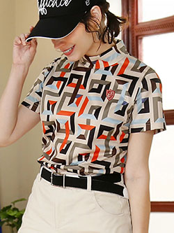 エフィカス　26年春夏新作　変形e柄レディースモックネック　2602-3272