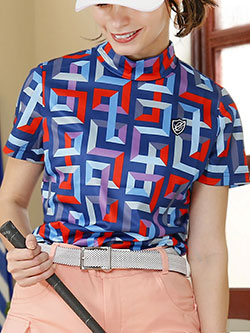 エフィカス　26年春夏新作　変形e柄レディースモックネック　2602-3272