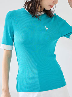 ジュン&ロペ　26年春夏新作　ロゴ使いクルーネックリブ5分袖プルオーバー　ERM76000