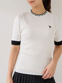 ジュン&ロペ　26年春夏新作　ロゴ使いクルーネックリブ5分袖プルオーバー　ERM76000