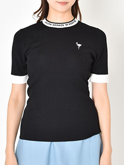 ジュン&ロペ　26年春夏新作　ロゴ使いクルーネックリブ5分袖プルオーバー　ERM76000