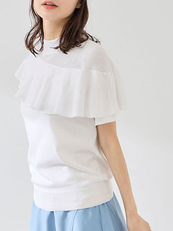 ジュン&ロペ　26年春夏新作　フリル使い半袖プルオーバー　ERM76010