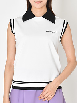 ジャックバニー　26年春夏新作　スカラップノースリーブニットポロシャツ　263-6175558