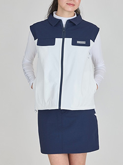 デルソルゴルフ　26年春夏新作　フルジップナイロンベスト&スカートセット　7917