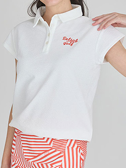 デルソルゴルフ　26年春夏新作　シアサッカー裾ドロストキャップスリーブシャツ　7920