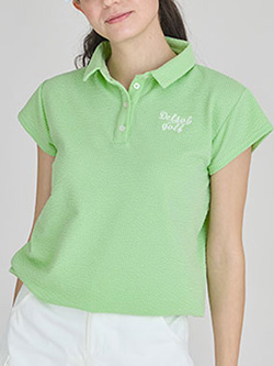 デルソルゴルフ　26年春夏新作　シアサッカー裾ドロストキャップスリーブシャツ　7920