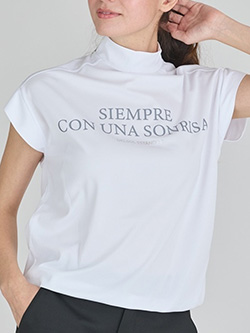 デルソルゴルフ　26年春夏新作　ロゴプリント半袖モックネックシャツ　7942