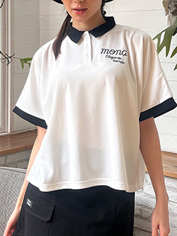 モナデルソル　26年春夏新作　チェーン刺しゅうヘムポロシャツ　M0081