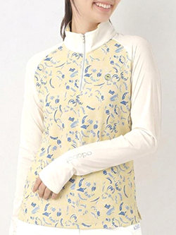 アダバット　26年春夏新作　ラインフラワープリントハーフジップPO　119-15410