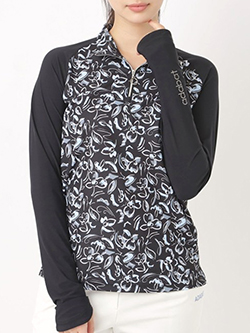 アダバット　26年春夏新作　ラインフラワープリントハーフジップPO　119-15410