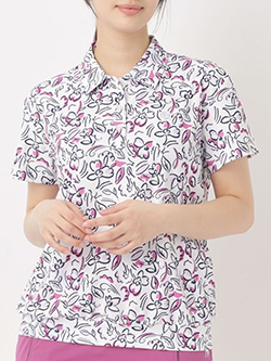 アダバット　26年春夏新作　ラインフラワープリント半袖ポロ　119-15421