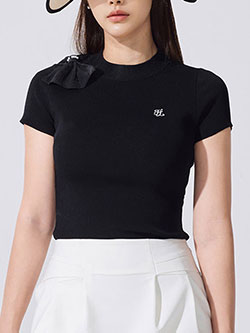 フェアライアー　26年春夏新作　シフォンリボンキャップスリーブニット　FS6SW01F