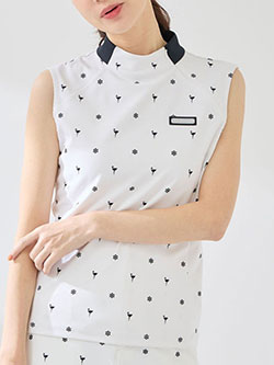 ジュン&ロペ　26年春夏新作　小紋総柄プリントノースリーブプルオーバー　ERM46100