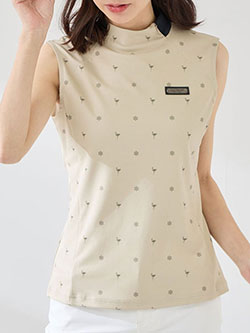 ジュン&ロペ　26年春夏新作　小紋総柄プリントノースリーブプルオーバー　ERM46100