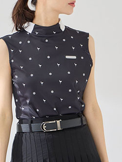 ジュン&ロペ　26年春夏新作　小紋総柄プリントノースリーブプルオーバー　ERM46100