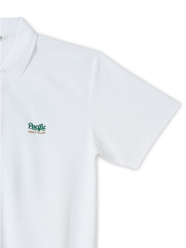 Pacific GOLF CLUB ゴルフシャツ ホワイト パシフィックゴルフクラブ 26年春夏新作 ロゴ半袖ポロシャツ(メンズ