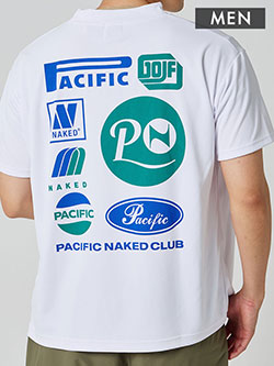パシフィックゴルフクラブ 26年春夏新作 ネイキッドゴルフ×PGCバックプリント半袖モックネック(メンズ) NKD-PGC-16