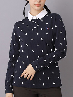 アダバット　26年秋冬新作　【ADABAT NAVY】モノグラム長袖ポロシャツ　119-17918